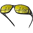 Peekaco Night Vision Driving Glasses Fit Over Glasses, Wrap Around Nighttime Glasses Anti Glare Polarized for Men Women