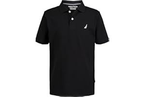 Nautica Boys' Short Sleeve Anchor Polo, Button Closure, Soft & Comfortable, Pique Fabric