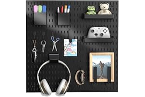 WARM EF Black Pegboard Wall Organizer – Versatile Storage Solution for Gaming, Office, and Creative Space