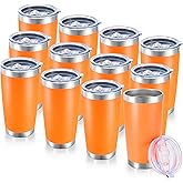 Cool Yoleb 20 oz Tumblers Bulk Stainless Steel Tumbler with Lid Double Wall Vacuum Insulated Coffee Mug 20oz Powder Coated Cup for Hot and Cold Drinks, Orange, 12 pack