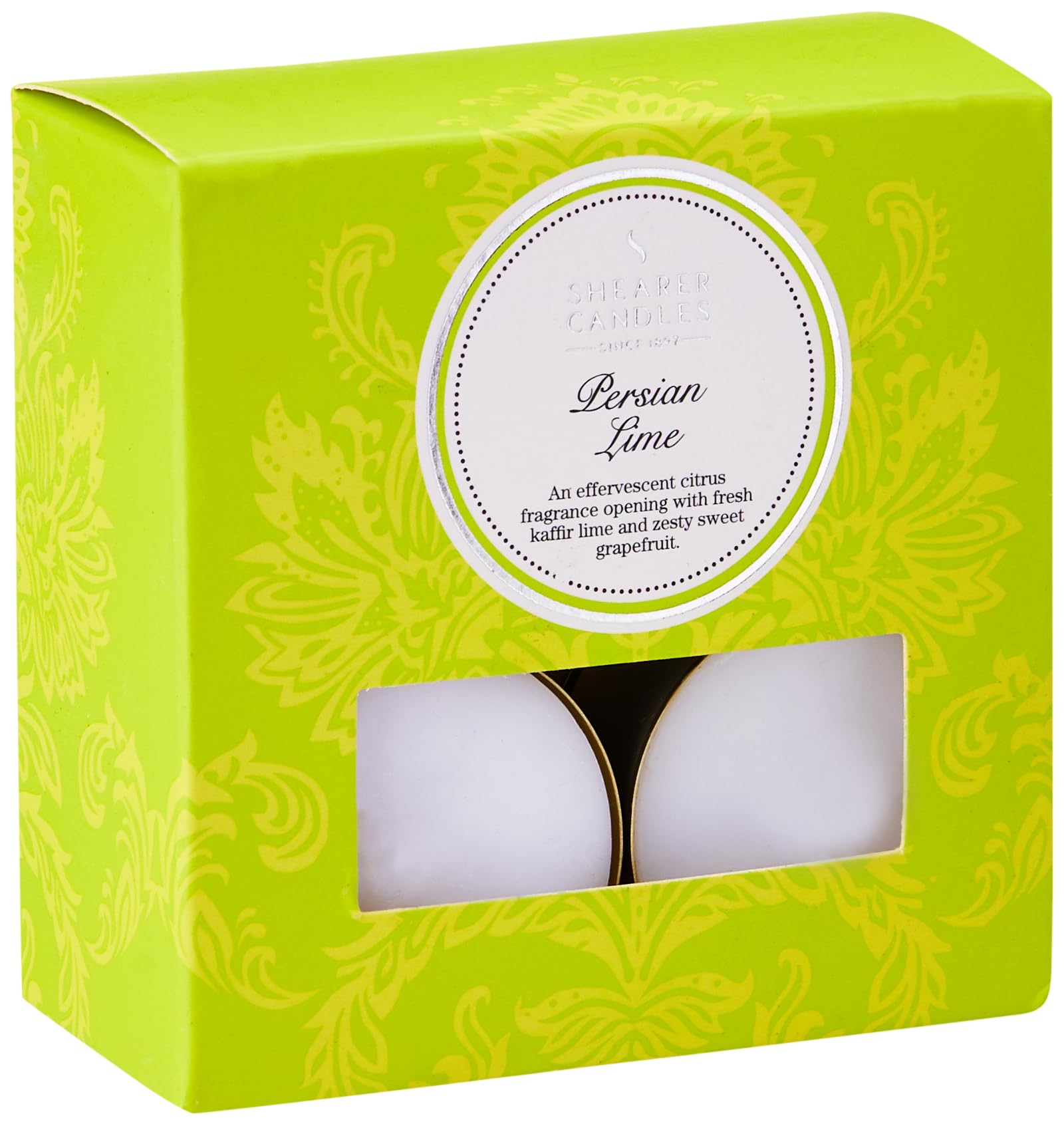 Shearer Persian Lime (Pack of 8) Scented Tealights-White, Green