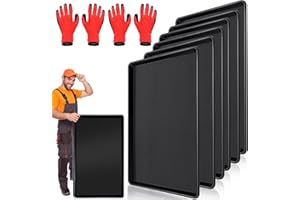 BIHAIT 6Pcs Pcs Extra Large Oil Drip Pan,35.4 x 24 x1.5 In Auto Drip Tray Oil Change Drain Pan for Under Car Plastic Drip Tray, Fridges, Washing Machines to Keep Floor Safe and Clean With 2 Pairs of Gloves