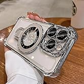 Chuawinty Compatible with iPhone 13 Pro Max Case for Metal Ring Kickstand,[Military Grade Drop Protection] Four Corners Shockproof Bling Durable Slim Stand Case for iPhone 13 Pro Max(Silver)