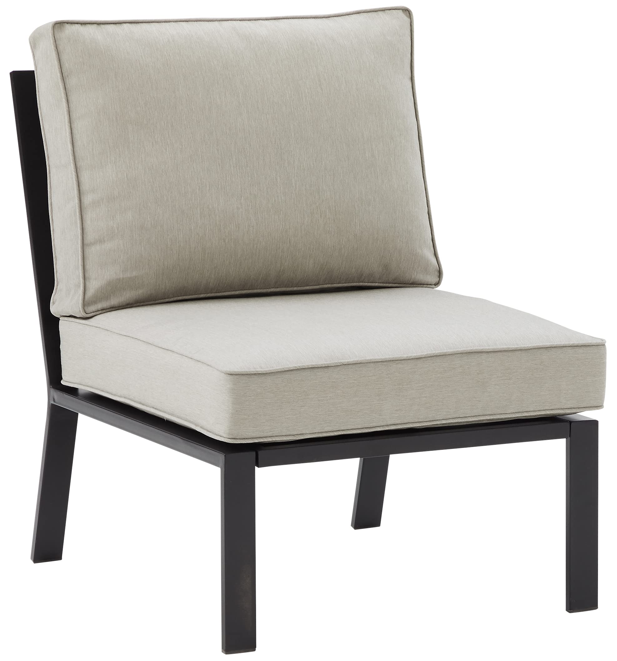 Photo 1 of Crosley Furniture Clark Armless Outdoor Sectional Chair, Patio Chairs for Porch, Deck, Backyard, Balcony, Matte Black with Taupe Cushions