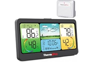 ThermoPro TP280 1000FT Home Weather Stations Wireless Indoor Outdoor Thermometer, Indoor Outdoor Weather Stations with Accurate Sensor, Inside Outside Weather Thermometer Barometer with Forecast