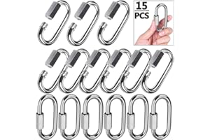 Quick Link, Lsqurel 304 Stainless Steel D Shape Locking Carabiner Heavy Duty Chain Link Keychain for Outdoor Fence Gate Swings Pet Dog M4 M6 M8 M10 M12 Capacity 200lb 600lb 1200lb 2400lb 3000lb