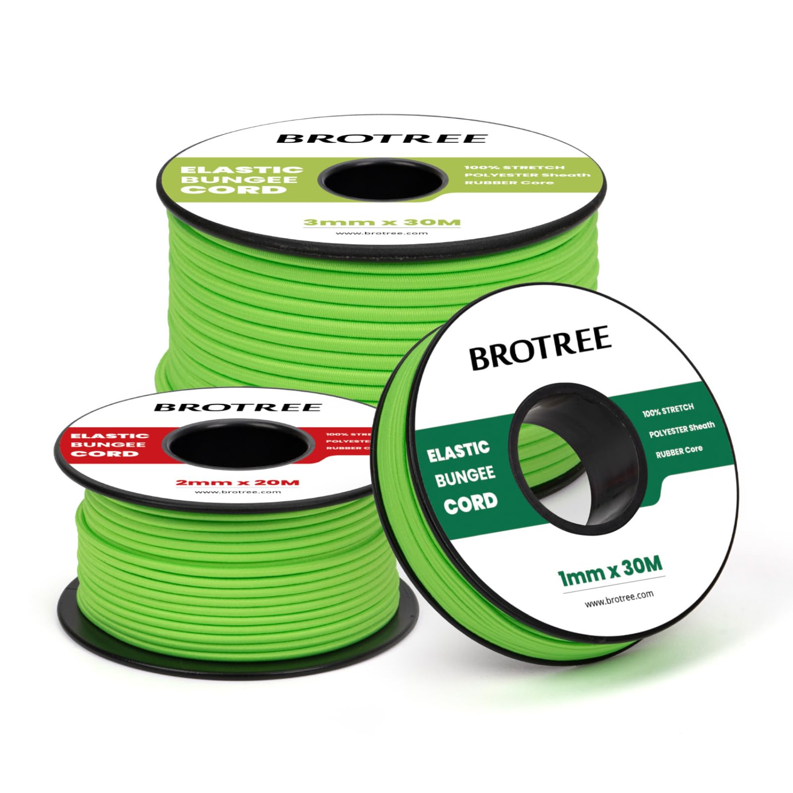 Brotree Elastic Cord Bungee Cord 3mm x 10m Elastic String Rope for DIY, Crafts, Sewing, Beading, Jewellery, Necklace, Bracelet, Tent Poles and Backpack - Fluorescent Green