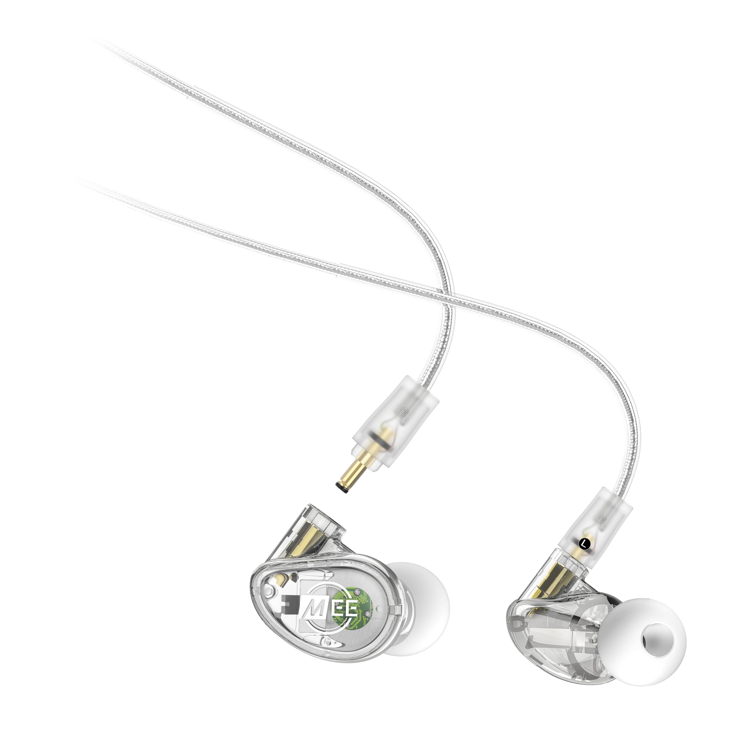 MEE audio - MX1 PRO Dynamic Driver, Customisible, Noise-Isolating, Universal-Fit Modular Musician’s In-Ear Monitors with Detachable Cables - Clear