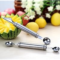 ENZO KEN Melon Baller Scoop,Stainless Steel Fruit Decoration Carving Knife,Melon Watermelon Cantaloupe Ice Cream Sorbet Desse