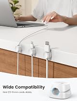Lamicall 6 Pack Spring Cable Holder Clips White 8mm No-Residue Adhesive view 5