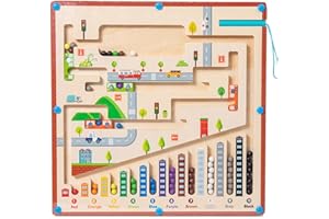 Fanboxk Magnetic Color and Number Maze,Montessori Wooden Color Matching Learning Counting Toddler Puzzle Board,Fine Motor Skills Toys for Kids,Gifts for Preschool Sensory Activities for Toddler