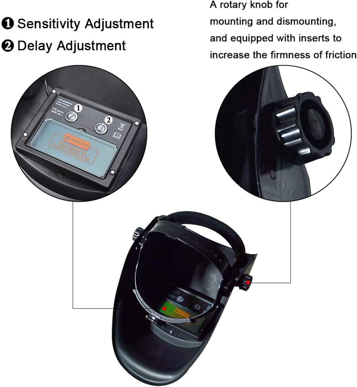 TEKWARE Welding Helmet Solar Power Auto Darkening Hood Welder Mask Breathable Grinding Helmets with Adjustable Shade Range - - 