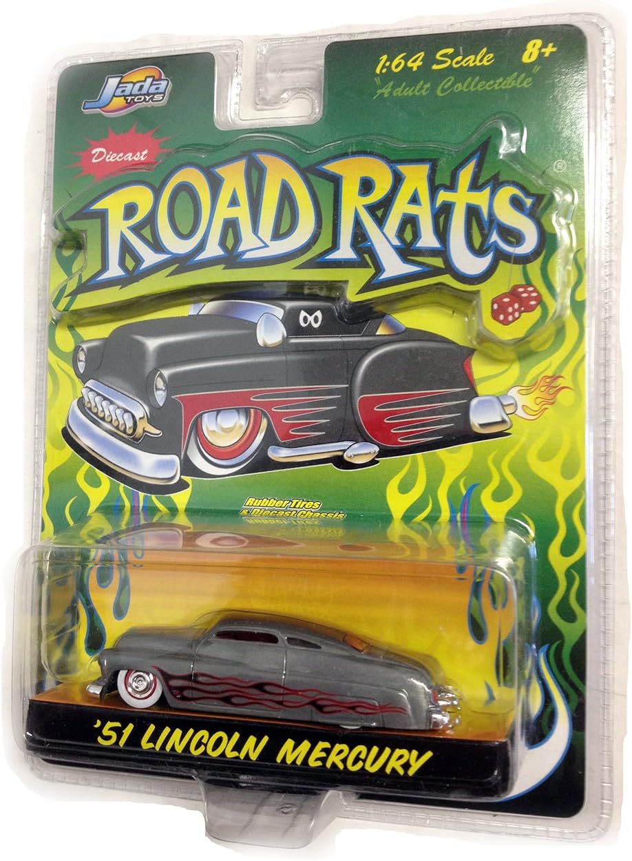 ROAD RATS / '51 LINCOLN MERCURY / Grey with flames / 1:64 Scale Die-Cast Collectible / Jada Toys / 2003