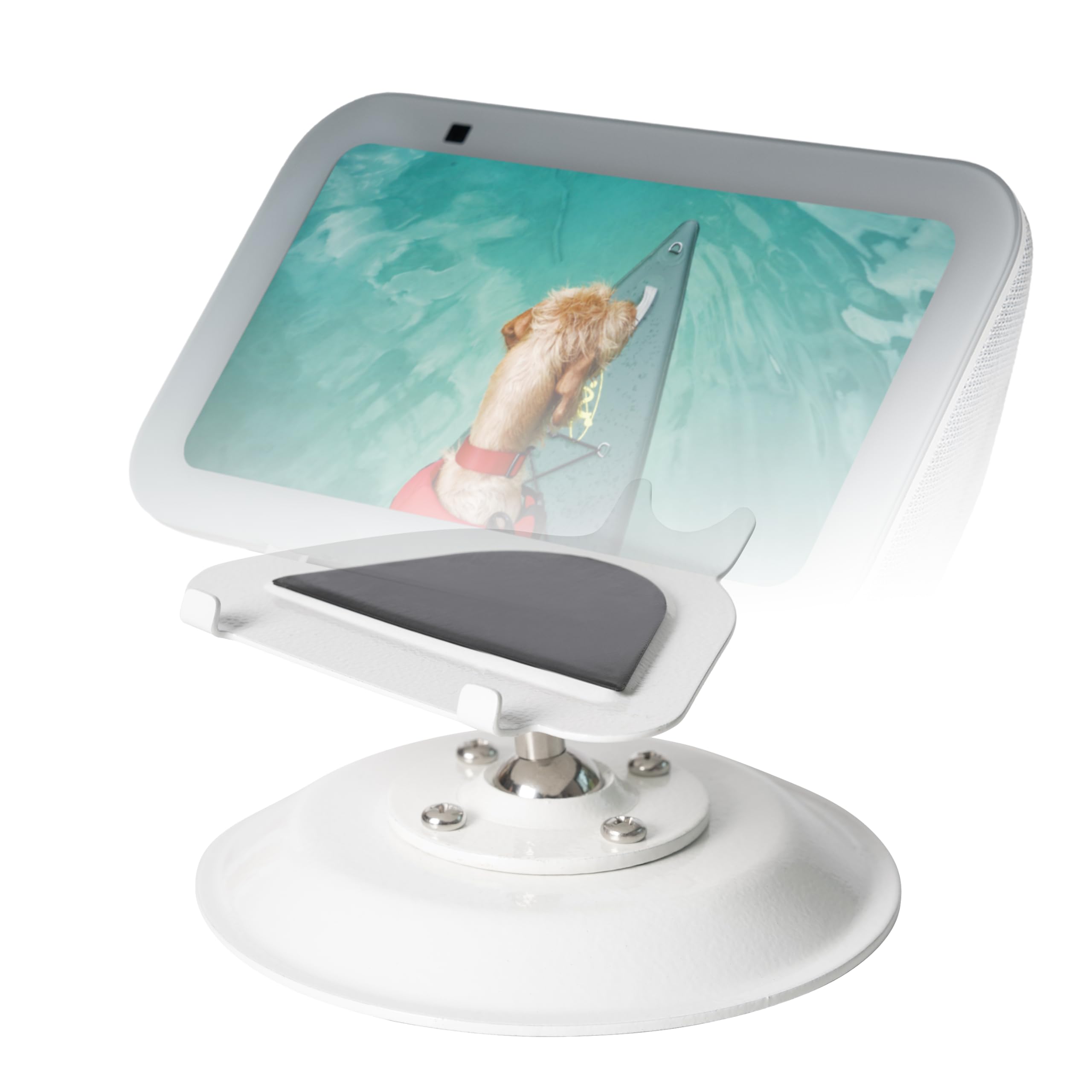 shinar Adjustable Metal Stand for Echo Show 5 (3rd Generation) - Swivel Stand with Wide Angle Tilt Adjustment (-50°/+50°) Desktop Stand Compatible with Show 5 Without Magnetic (White)