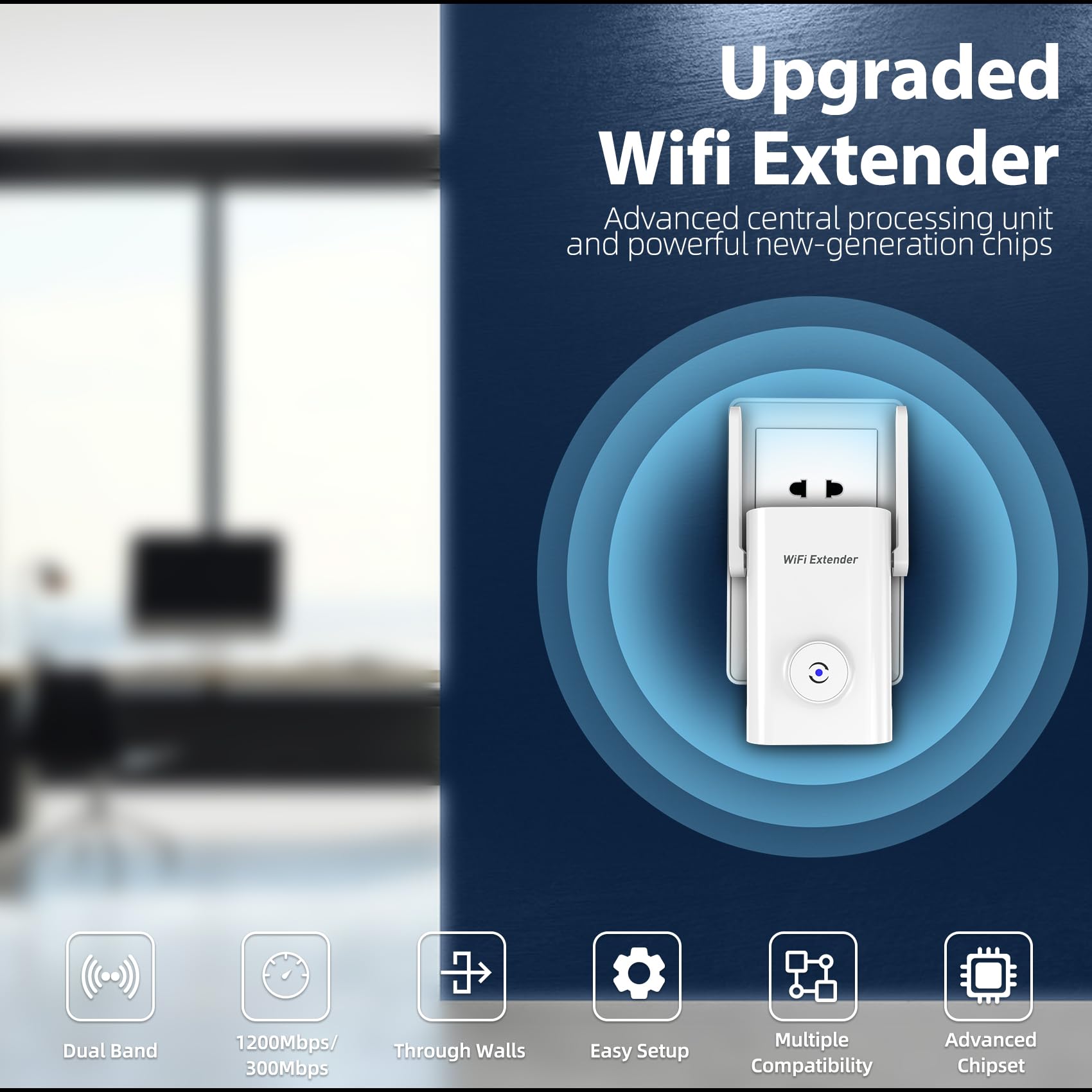 2024 WiFi Extender, 2.4G/5G WiFi Extenders Signal Booster for Home Covers Up to 9800 Sq. Ft and 40 Devices, 4.5X Faster Dual Band WiFi Booster and Signal Amplifier