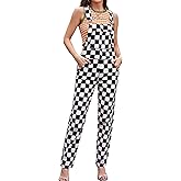 Bindefon Overalls for Women Checkered Pants Fashion Jumpsuits Stretchy Rompers Plaid Bib Coveralls