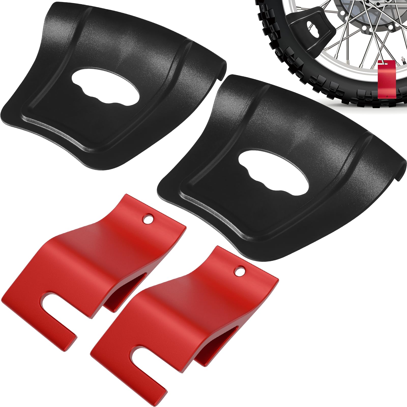 Photo 1 of (2-Pack) Calvana Motorcycle Tire Bead Installation Holder Hook with 2 Detachable Tools, Dirt Bike Tire Installation and Changing Tools, Compatible with CRF, CR, KXF, KX, YZF, YZ, RM, RMZ - Red