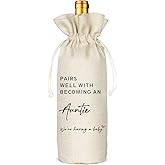 Pregnancy Announcement Wine Bag - Pairs Well With Becoming An Auntie, GENDER NEUTRAL Pregnancy Announcement Wine Bag, Baby Announcement to Auntie Wine Bag