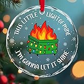 This Little Light of Mine Funny Dumpster Fire Glass Ornament – Double-Sided UV Printed Round Xmas Tree Decoration 2025, Hilarious for Friends, Coworkers, or White Elephant Exchange