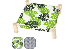 Patas Lague Cat and Dog Hammock Bed for Small Dogs 2-Cover Set, Brethable Wooden Cat Pet Rabbit Elevated Cooling Outdoor Bed Cots Furniture for All Seasons Monstera Leaf, Arrow
