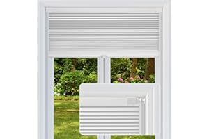 FabuBlinds Cordless Cellular Shades, No Drill No Tools Honeycomb Window Blinds, Blackout Light Blocking Cellular Shades for Window, Thermal Insulation Blinds, Easy to Install, White 34" W x 64" H