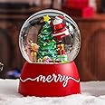 Vipush Christmas Snow Globe - Traditional Wind-up Musical Snow Globe with Santa and Christmas Tree, Christmas Decorations with Music Box Gifts for Girls Kids, Decorations for Christmas & Birthday