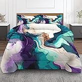 Culudea Marble Colorful Comforter Set King Size Purple Green Blue Stone Multicolored Includes Comforter & Pillowcase Bedding for All Seasons Kids and Adults Bedroom Bed Decor