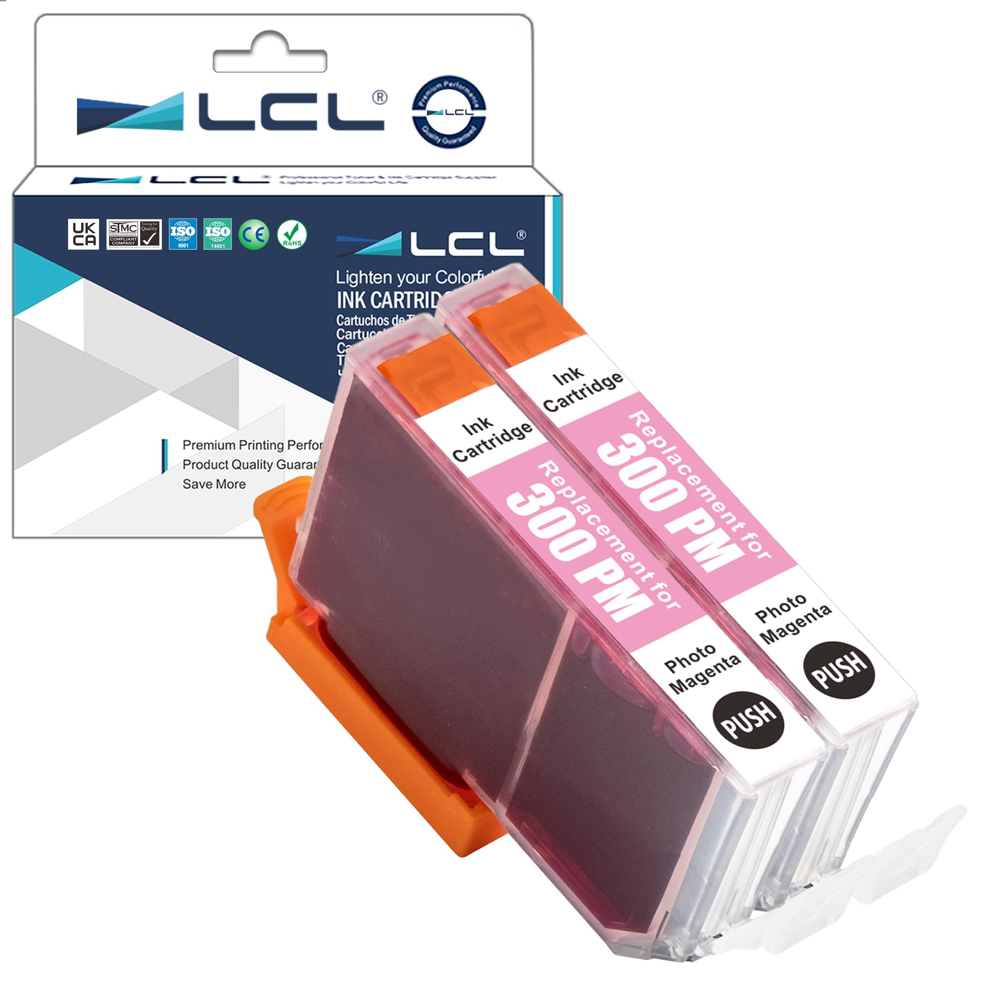 LCL Compatible Ink Cartridge PFI-300 PFI-300PM (2Pack photo Magenta) Replacement for Canon imagePROGRAF PRO-300