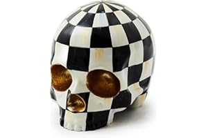 MACKENZIE-CHILDS Courtly Check Skull, Resin Halloween Home Decor