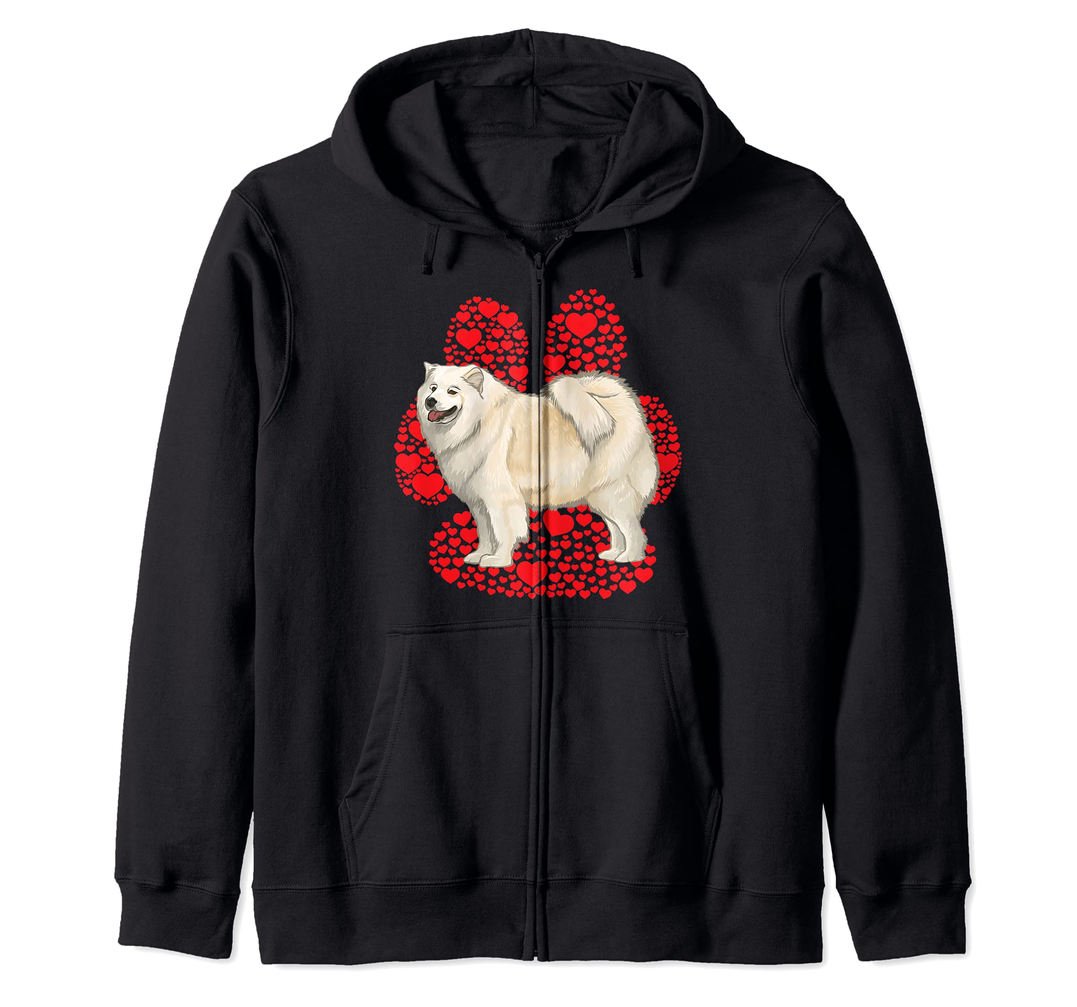 Samoyed Valentines Day Dog Love Paw Zip Hoodie