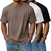 Evervibe 3 Pack Men's Big and Tall T-Shirts, Crew Neck Cotton Short Sleeve Tees Summer Side Slits Shirts Casual Basic Tops