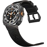 VSANT Vintage Leather Band Compatible with Samsung Galaxy Watch Ultra Band 47mm (2025/2024), 24mm Wide Crazy Horse Leather Strap for Galaxy Watch Ultra Men Black