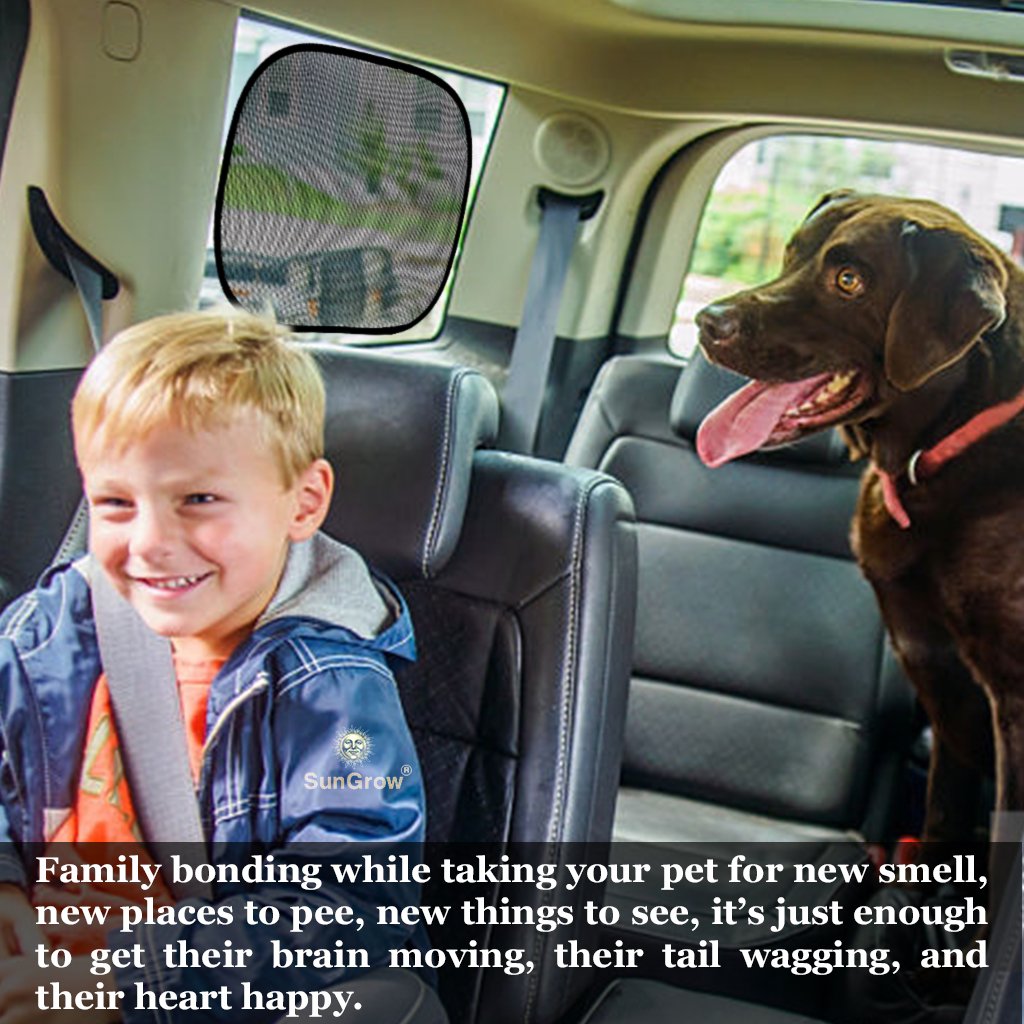 3 Car Sunscreen Shade for Dogs --- Covers and Protects Pets from Harmful UV Rays, Sunglare and Heat - Ideal for Side and Rear Windows - Premium Quality PVC