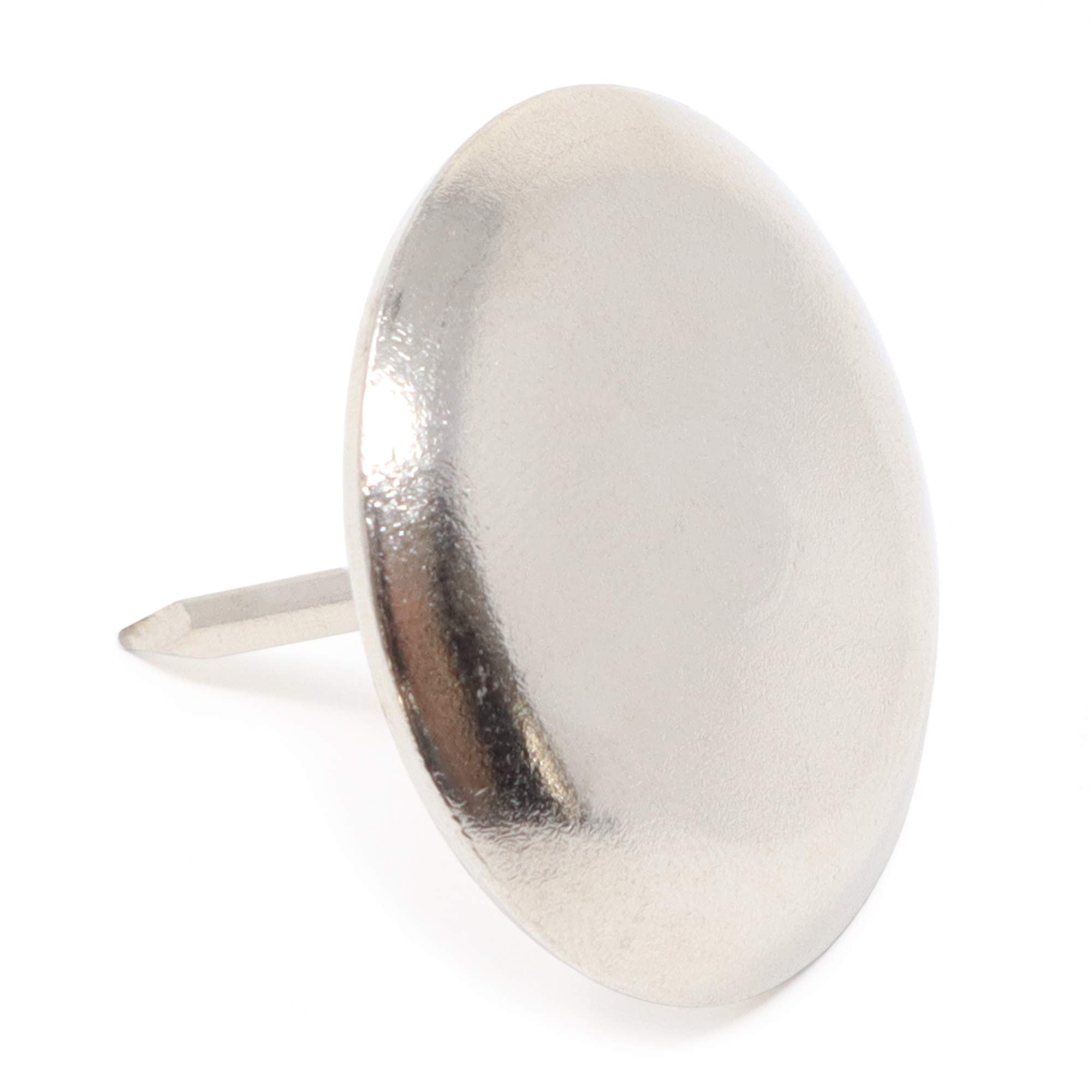 Adsamm® / 16 x Glides in metal with nail | Ø 1,38'' (Ø 35 mm) | silver | round | Premium quality furniture sliders with nail by Adsamm®