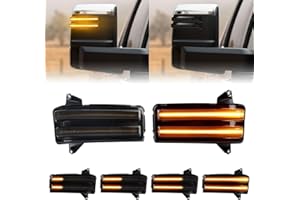 FetonAuto Smoked Lens Sequential Amber LED Side Mirror Marker Lights for 2020-2024 Chevy Silverado GMC Sierra 2500 3500 HD To
