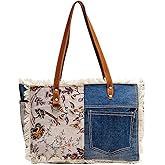 Myra Bag Western Leather Shoulder Bag for Women - Upcycled Canvas Handbag Primrose