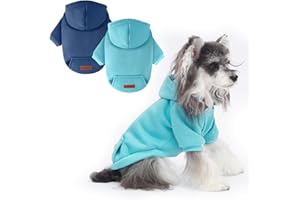 BAOBICUTE 2 Pack Dog Hoodie Warm Hood Dog Sweater Cold Weather Small Dogs Sweatshirt Comfort Pet Clothes for Small Medium Dogs with Pockets Cats Chihuahua Clothes for Male Female Girl Boy Sporty Daily Wear