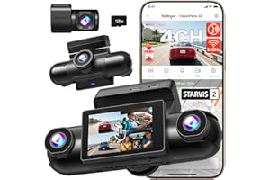 REDTIGER 4 Channel 360° View Dash Cam, Dual STARVIS 2, 2.5K*2+1080P*2 Dashcam Front and Rear Inside Left Right, 5.8GHz WiFi, 