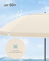 SONGMICS 1.8m Parasol Garden Umbrella UPF 50+ 30° Tilt Adjustable Beige view 4