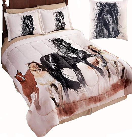 Amazon Com Wild Horses Running Western Theme Comforter Set Toss