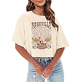 Nashville Cropped Tshirt Women Western Country Concert Shirts Vintage Cowgirl T Shirt Casual Short Sleeve Crop Tops