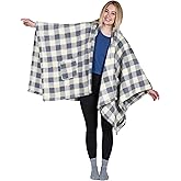 Catalonia Women's Poncho Cape, Sherpa Cloak Coat, Snuggly Hooded Wearable Blanket, Gift Idea for Mom and Teen Girls