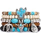 Western Leather Bracelets for Women Men Trendy Country Concert Outfits Cowboy Chic Boho Cowgirl Accessorie Turquoise Beaded Bracelet 2025 Fashion Jewelry