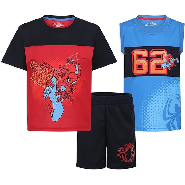 Completo Bambino Spiderman Marvel | T-Shirt E Pantaloncini Grigio-Blu - Foto 4