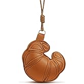 Juinte Leather Horn Bag Charm Keychain for Bag Cute Bread Keychain Accessory for Women Backpack Car Purse Handbag Pendant Accessories Attachment Hanging Decoration
