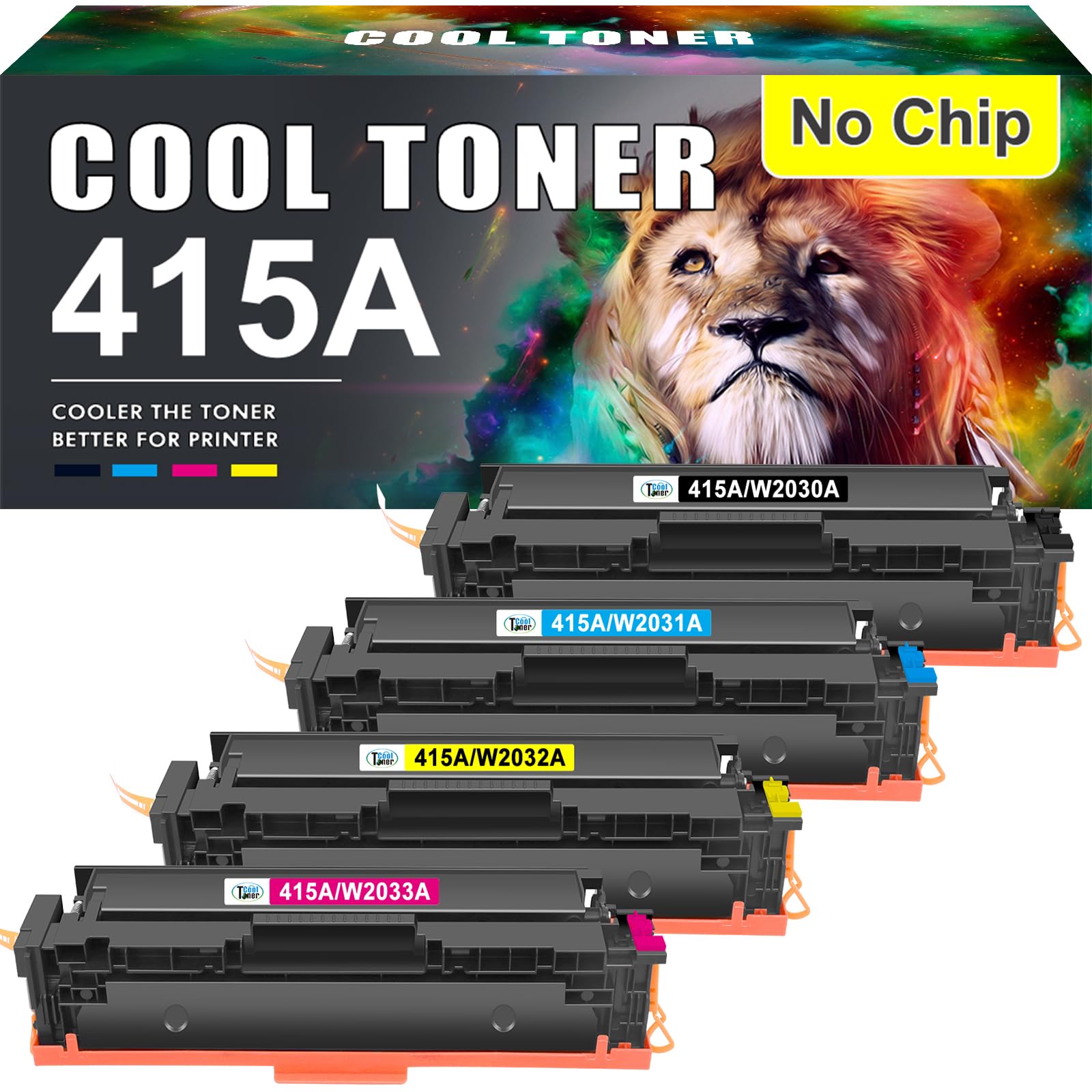 Cool Toner 415A 415X Compatible for HP 415A 415X Multipack Toner Cartridge Replacement for Color Laserjet Pro MFP M479fdw Toner M479fnw M479fdn M479dw M454dn M454dw W2030A W2031A W2032A W2033A 4-Pack