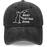 Cat Dad Gifts, Cat Dad Embroidered Letters Adjustable Baseball Cap Black