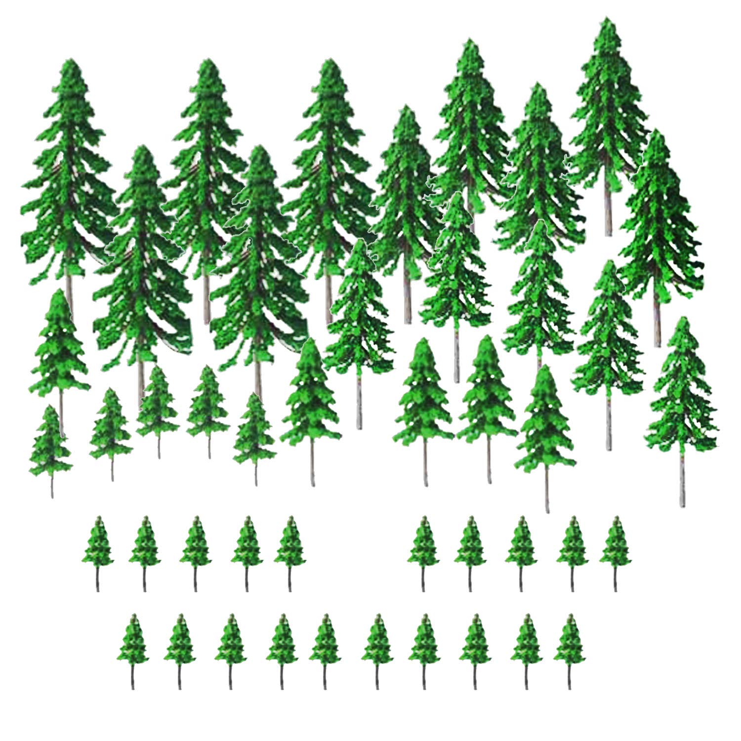Woohome 45 PCS Model Tree Miniature Train Scenery Plastic Trees for Projects, Woodland Scenics DIY Crafts Landscape Building Office Home Sand Table Decor, 2 Inch ~ 5.9 Inch
