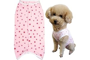 KUKASTER PET Dog’s Recovery Suit Post Surgery Shirt for Puppy, Wound Protective Clothes for Little Animals(Pink Stars-m)