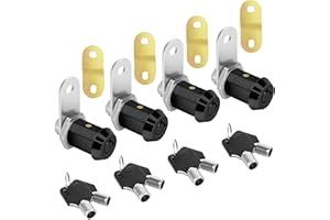 Sartatue Black RV Storage Lock Cam Lock with Keys, 4pcs 1 Inch RV Compartment Locks keyed Alike for Toolbox, Camper, Trailer, Vending Machine Replacement Set with 8 Keys(4, Black 1 Inch)